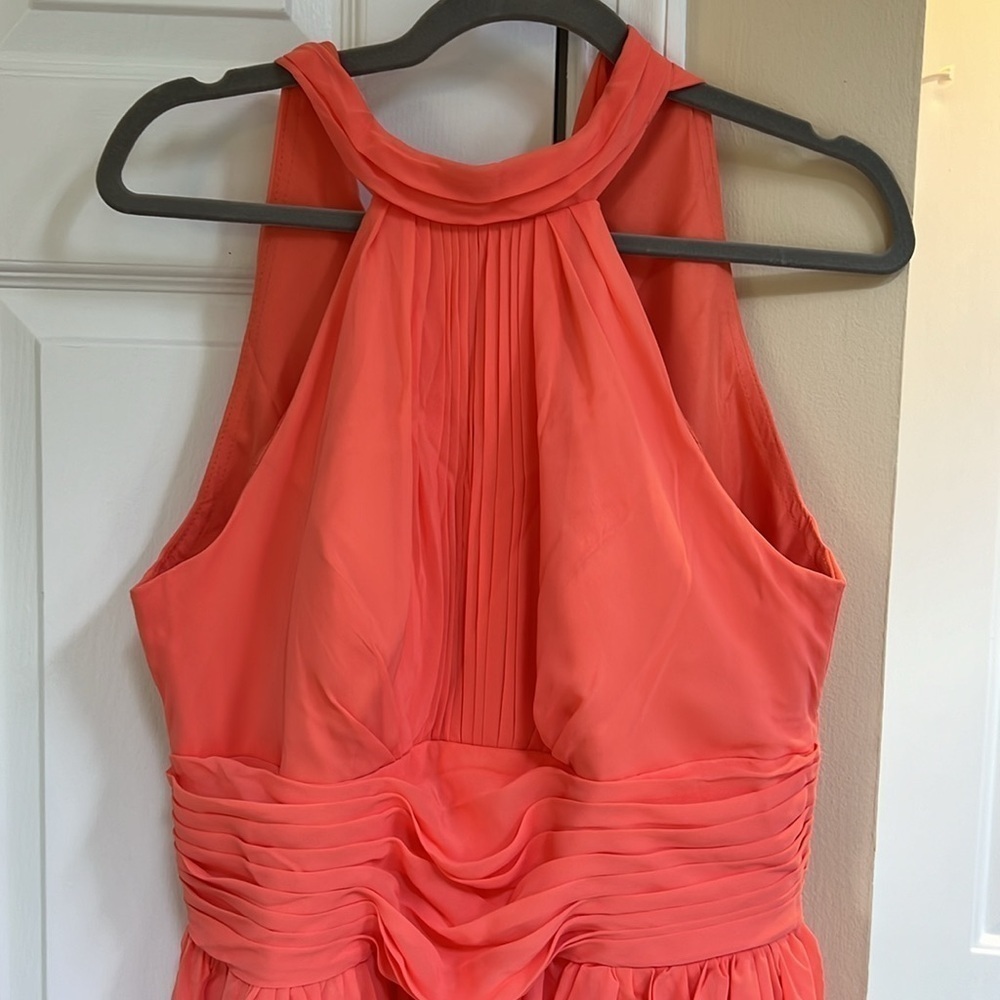 Hebeos A-Line/Princess Halter Sleeveless Ruched Floor-Length Chiffon Dresses - Picture 4 of 8